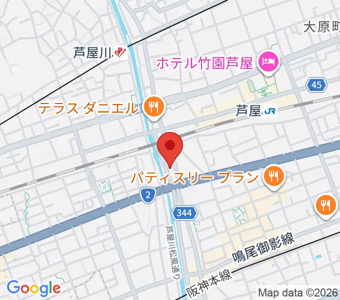 ルネサンスクラシックス芦屋ルナ・ホールの地図