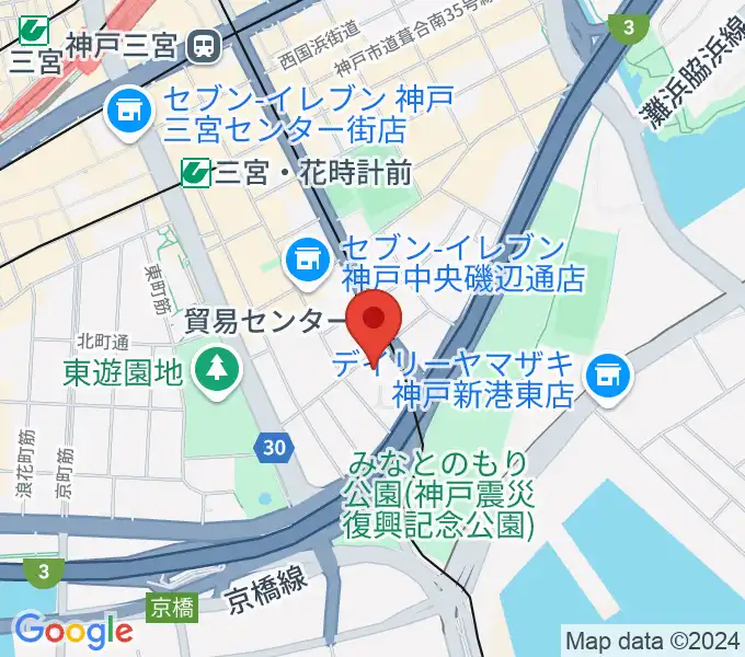 神戸サンボーホールの地図