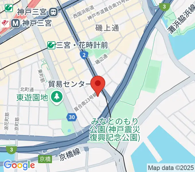 神戸サンボーホールの地図