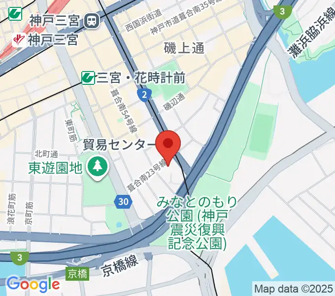 神戸サンボーホールの地図
