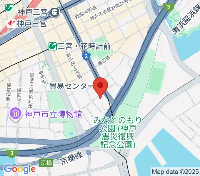 神戸サンボーホールの地図