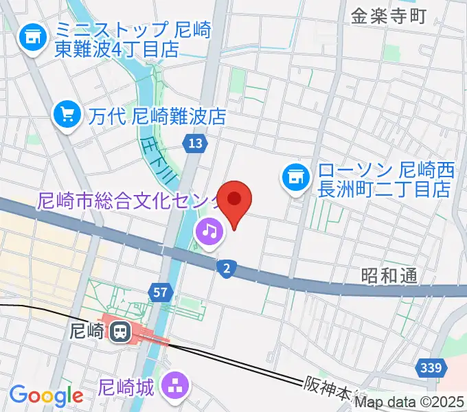 尼崎市総合文化センターの地図