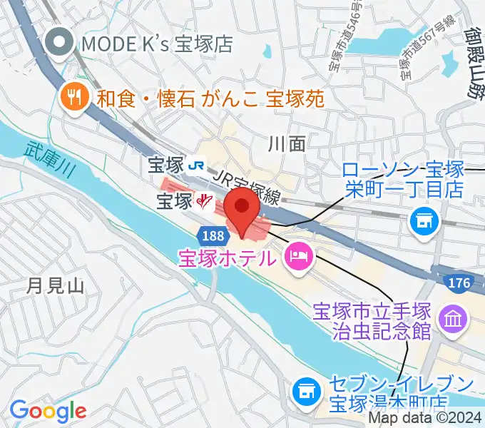 宝塚ソリオホールの地図