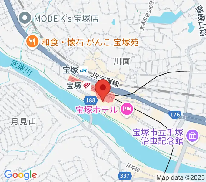 宝塚ソリオホールの地図