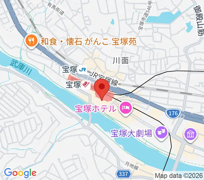 宝塚ソリオホールの地図