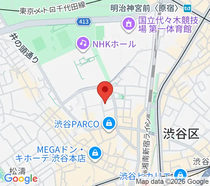 渋谷公園通りBODY&SOULの地図