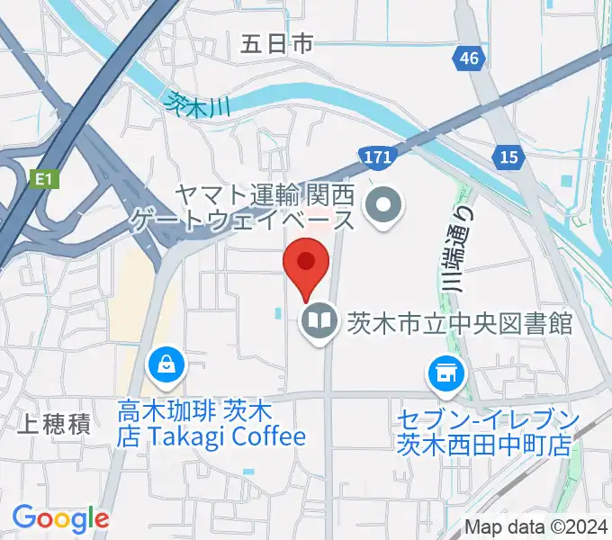 茨木市立生涯学習センターきらめきの地図