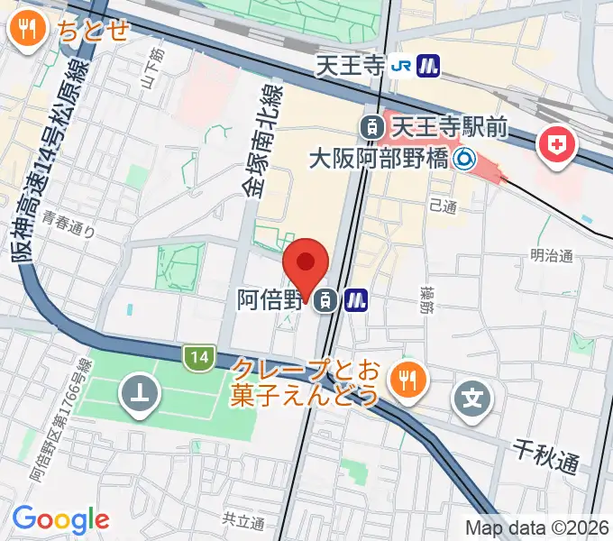 阿倍野市民学習センターの地図