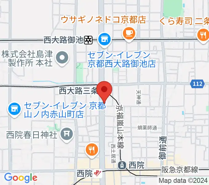 京都西院ウーララの地図