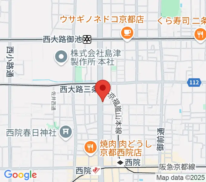 京都西院ウーララの地図
