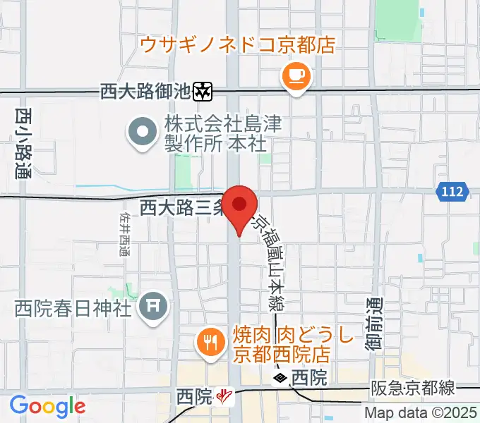 京都西院ウーララの地図