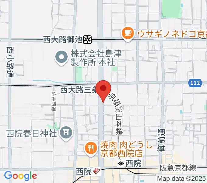 京都西院ウーララの地図