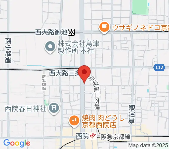 京都西院ウーララの地図