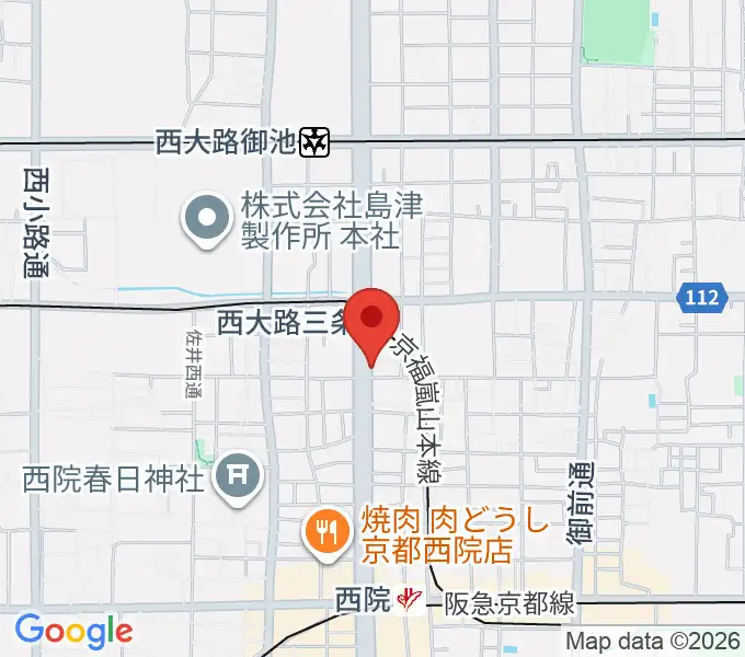 京都西院ウーララの地図