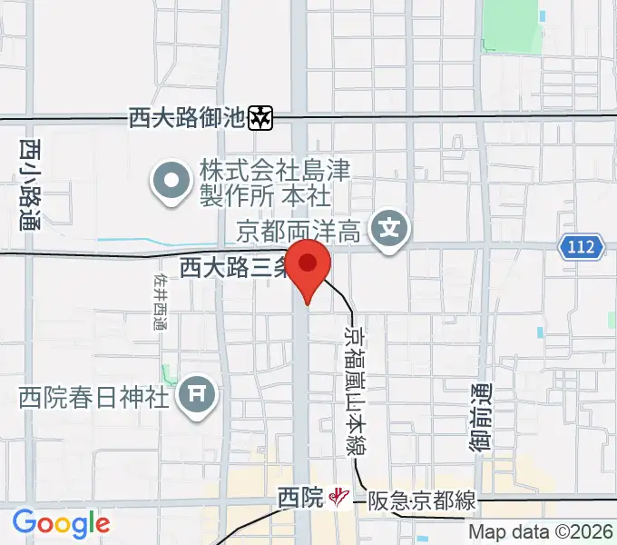 京都西院ウーララの地図