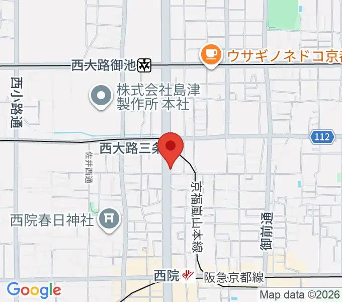 京都西院ウーララの地図