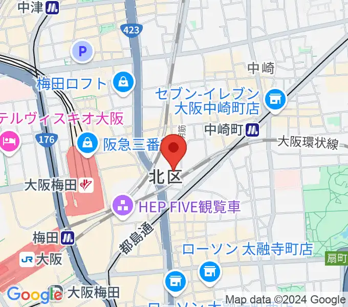 梅田クリスタルホールの地図