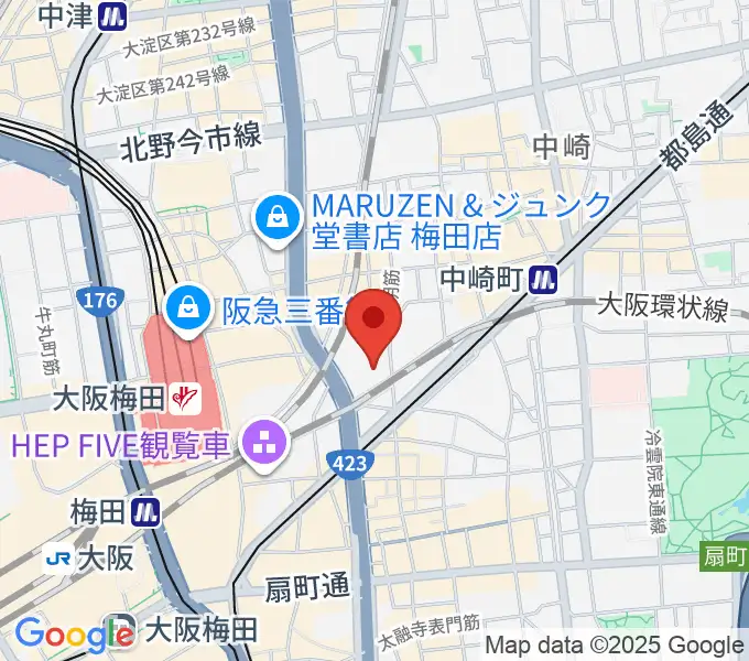 梅田クリスタルホールの地図