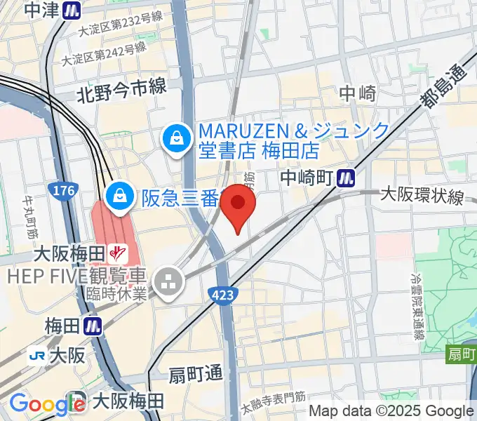 梅田クリスタルホールの地図