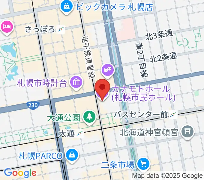 札幌カナモトホールの地図