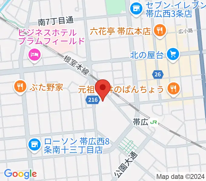 帯広市民文化ホールの地図