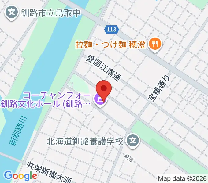 コーチャンフォー釧路文化ホールの地図
