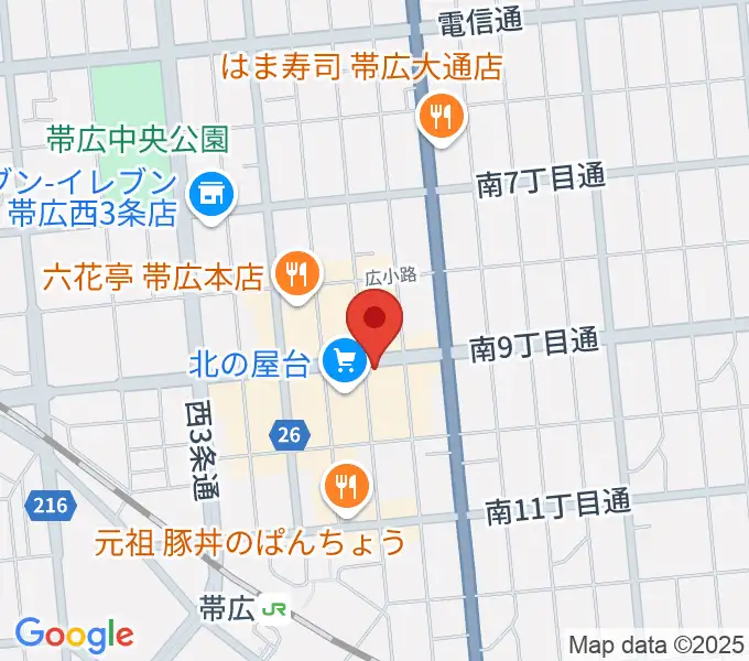 帯広B♭M7の地図