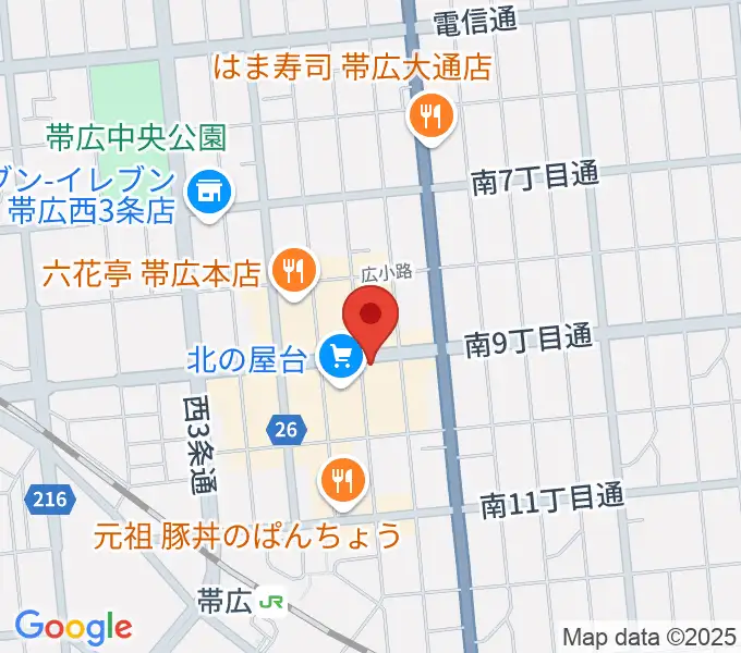 帯広B♭M7の地図