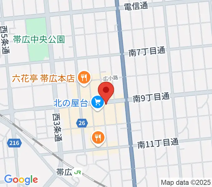 帯広B♭M7の地図