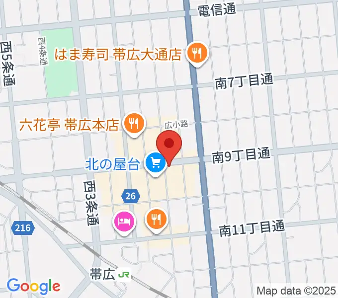 帯広B♭M7の地図