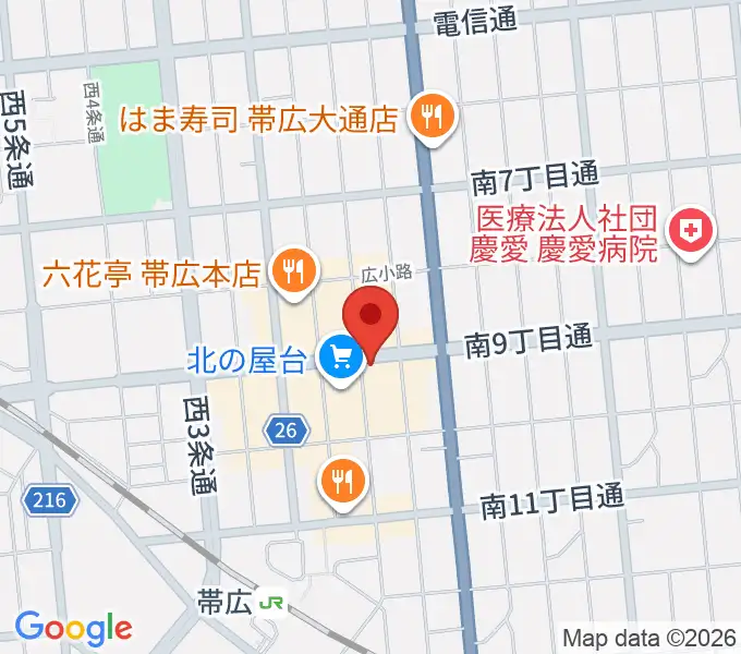 帯広B♭M7の地図