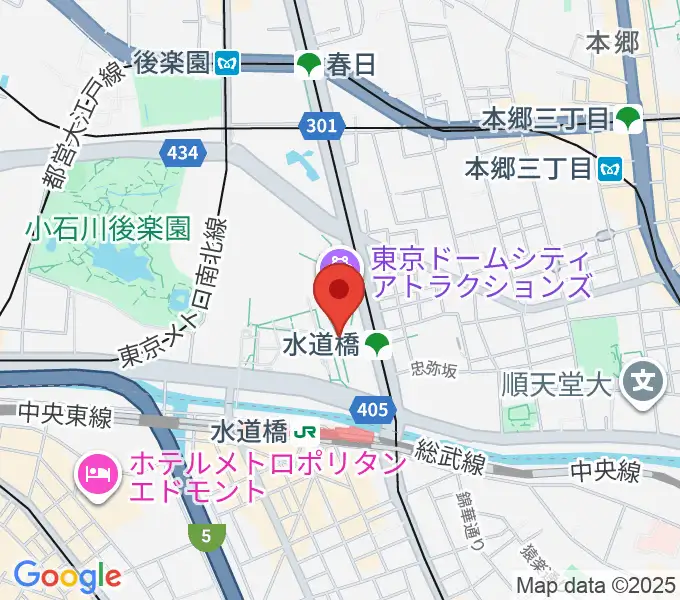 カナデビアホールの地図