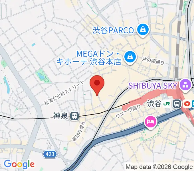 渋谷Spotify O-WESTの地図