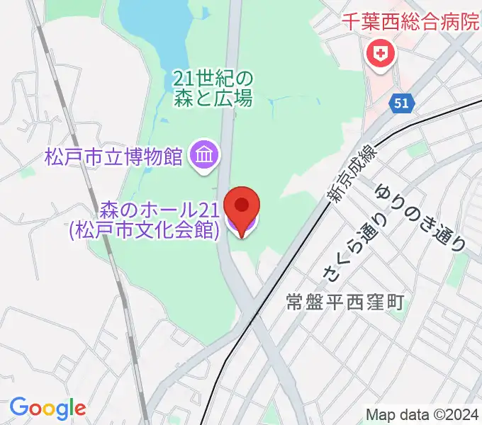 森のホール21の地図