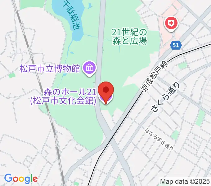 森のホール21の地図