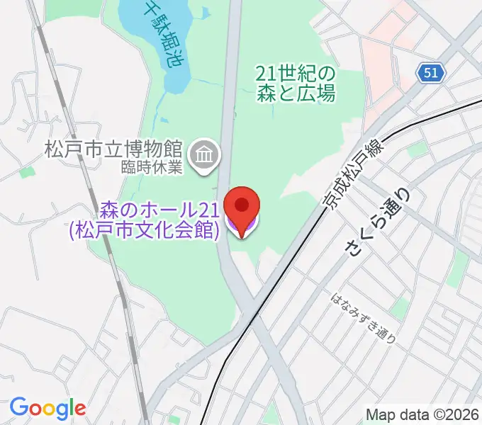 森のホール21の地図