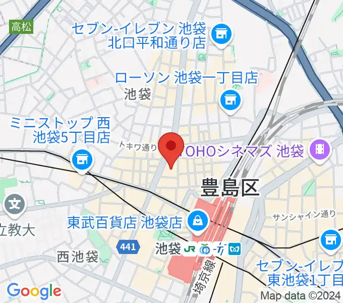 池袋LIVE INN ROSAの地図