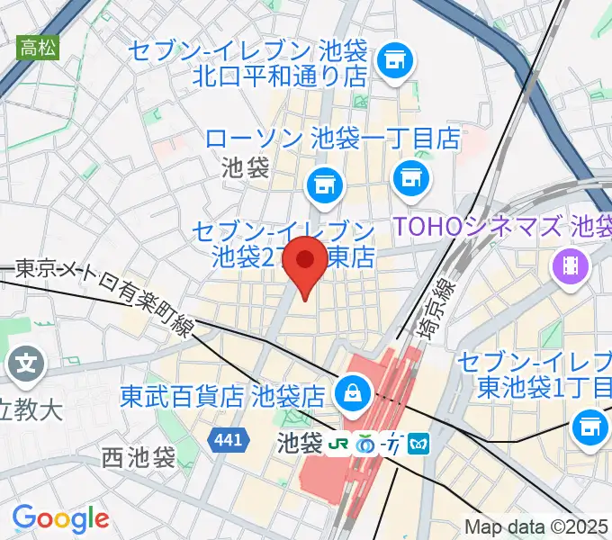 池袋LIVE INN ROSAの地図