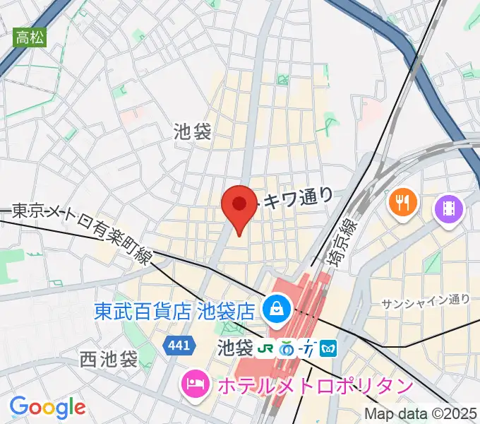 池袋LIVE INN ROSAの地図