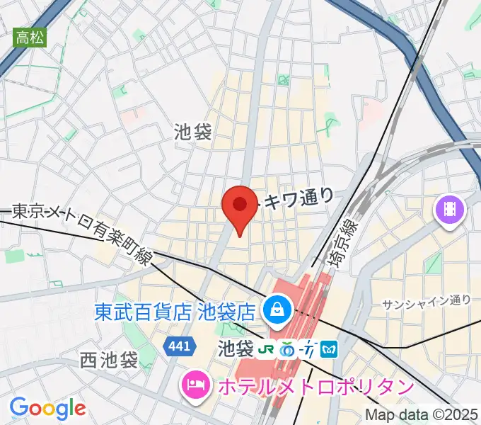 池袋LIVE INN ROSAの地図
