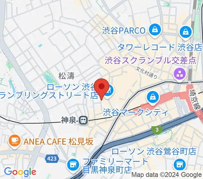 渋谷WOMBの地図