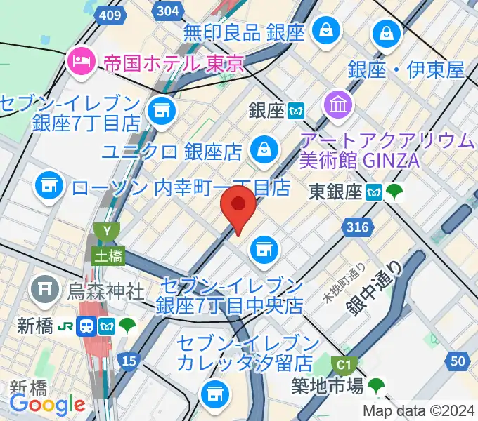 銀座ヤマハホールの地図