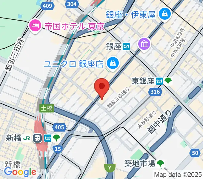 ヤマハホールの地図