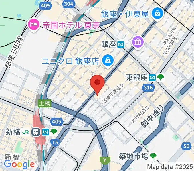 ヤマハホールの地図