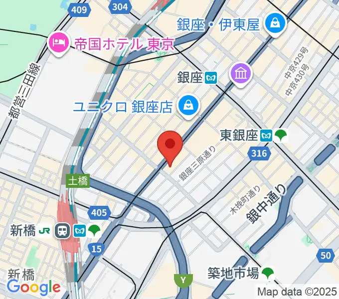 ヤマハホールの地図