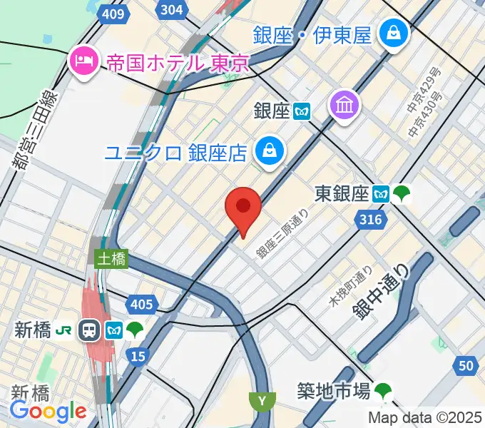 ヤマハホールの地図