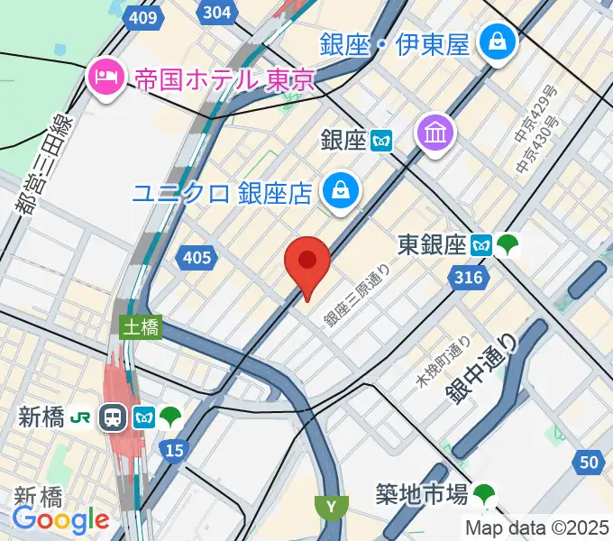ヤマハホールの地図