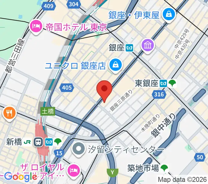 ヤマハホールの地図