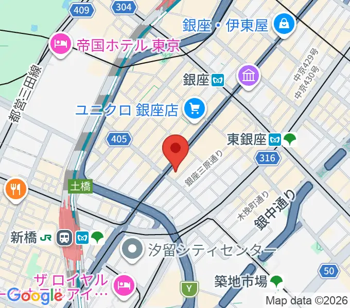 ヤマハホールの地図