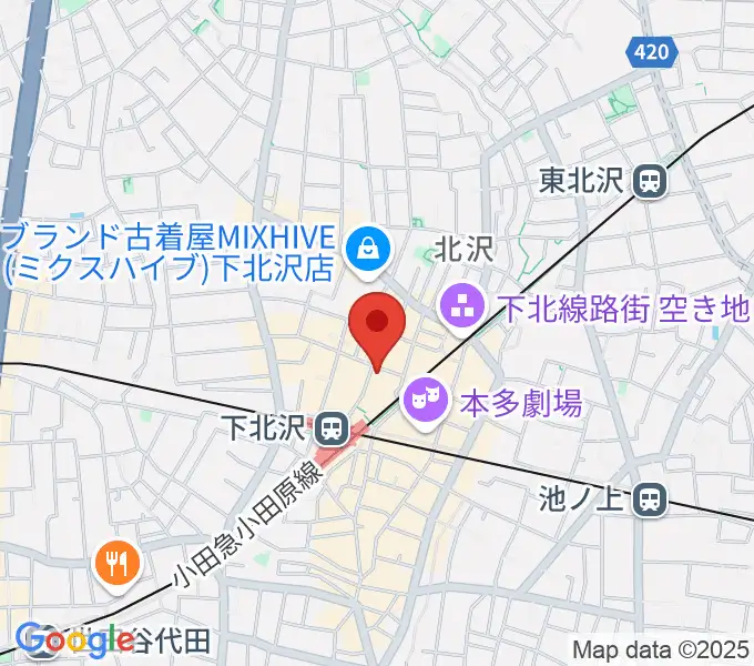 下北沢アレイホールの地図